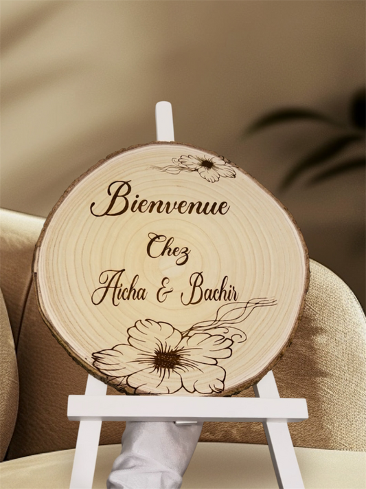 Rondin de bois personnalisable – Bienvenue chez …